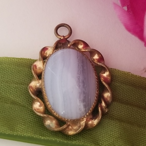 no brand Jewelry - Gold Tone Blue and White stone Necklace Charm